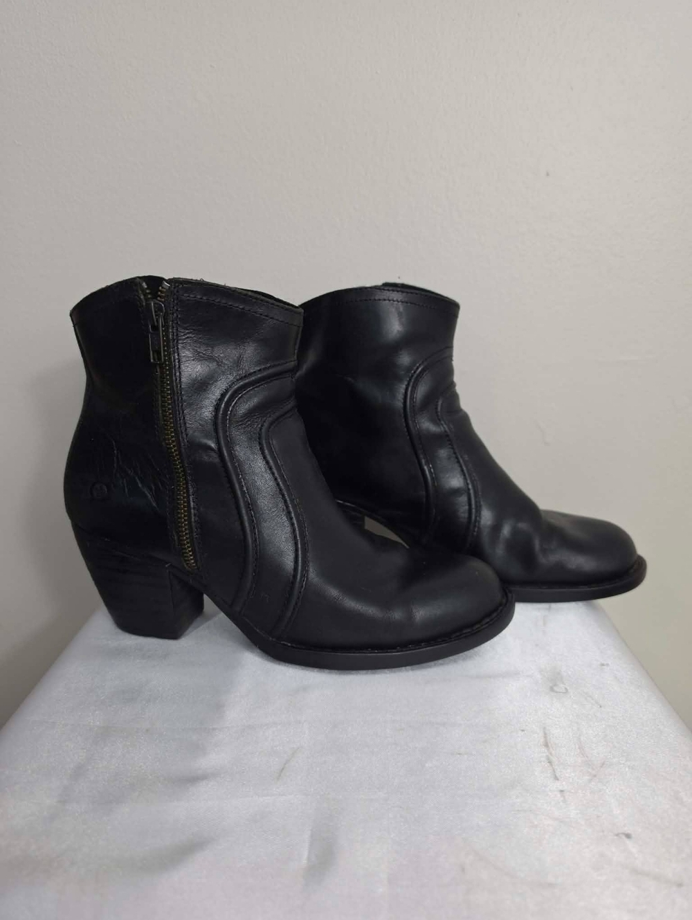 Born Rustic Black Leather Ankle Booties